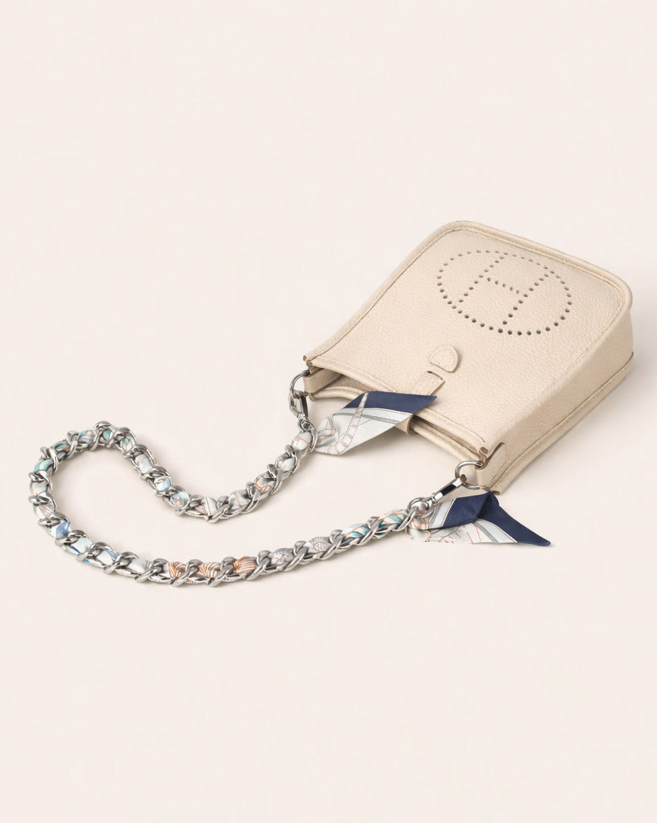 Silk Scarf Chain Shoulder Strap for Hermès Mini Evelyne Bag