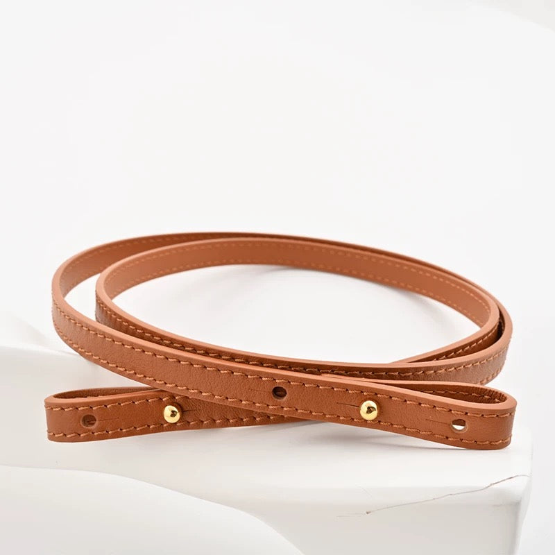 Swift leather strap with insert compatible with Hermès Kelly Pochette in gold