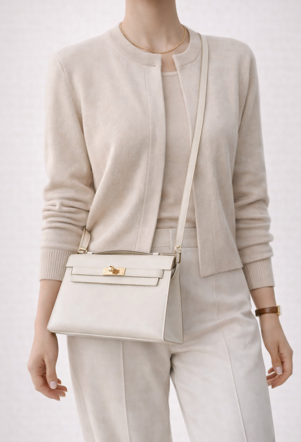 Shoulder Strap with Leather Insert for Hermès Kelly Pochette | Swift Leather